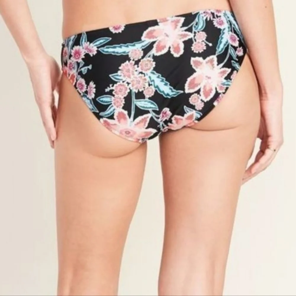 Old Navy Bikini Swim Bottom Black Floral M - Picture 2 of 7